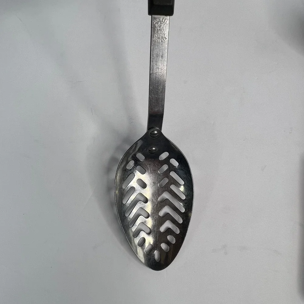 Vintage‎ Ekco Forge 3Pc Utensil Set Black Riveted Handles USA Ladle Fork Spoon
